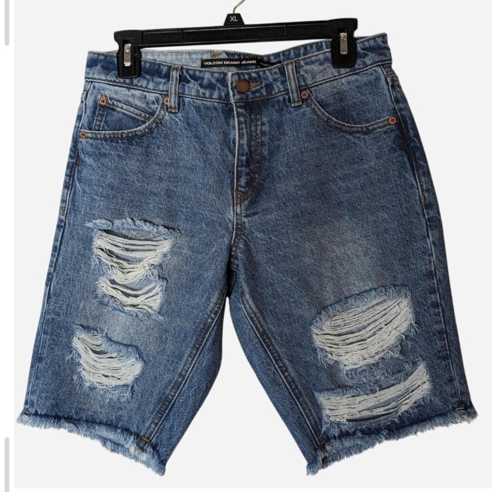Pre-owned Bermuda Volcom Women Ripped Blue Jean Shorts